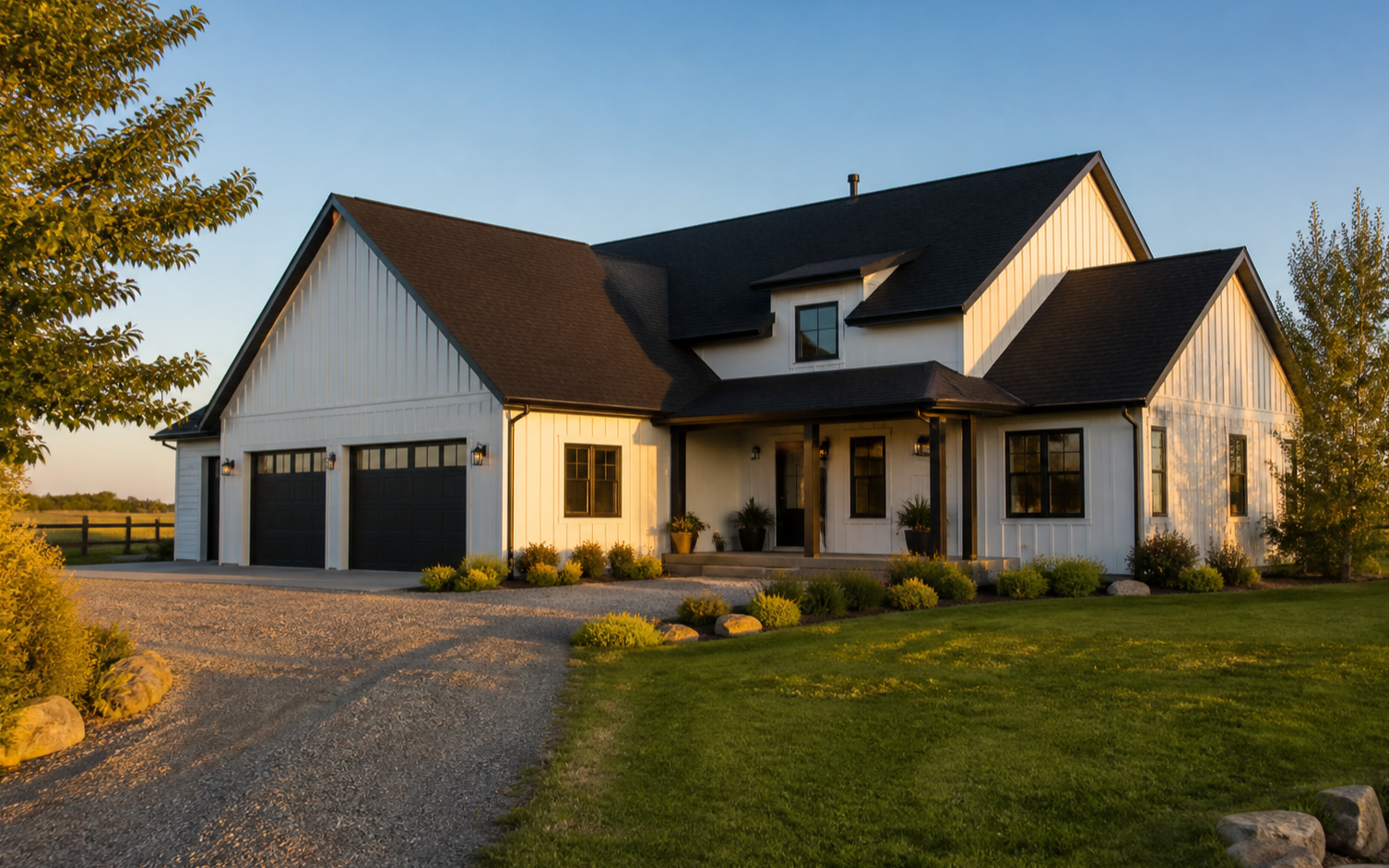 Freshly installed roof on a rural foothills property