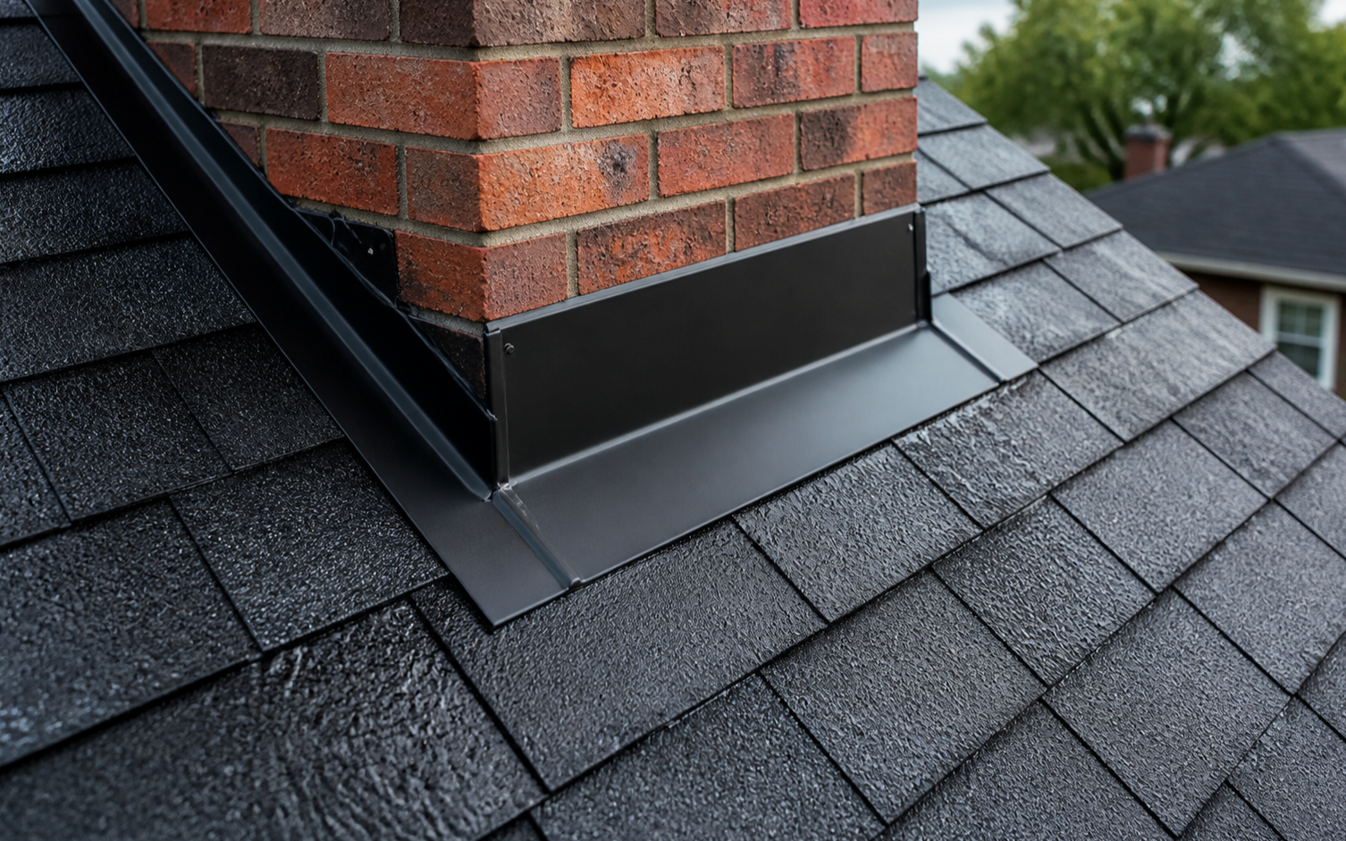 Careful shingle repair at the edge of a residential roof