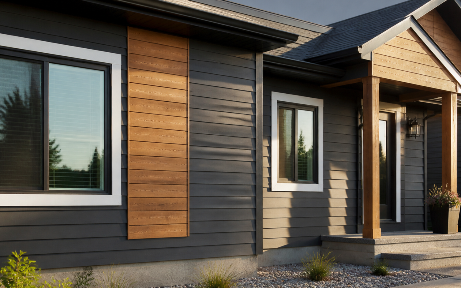 Completed neutral siding on a central Alberta residence